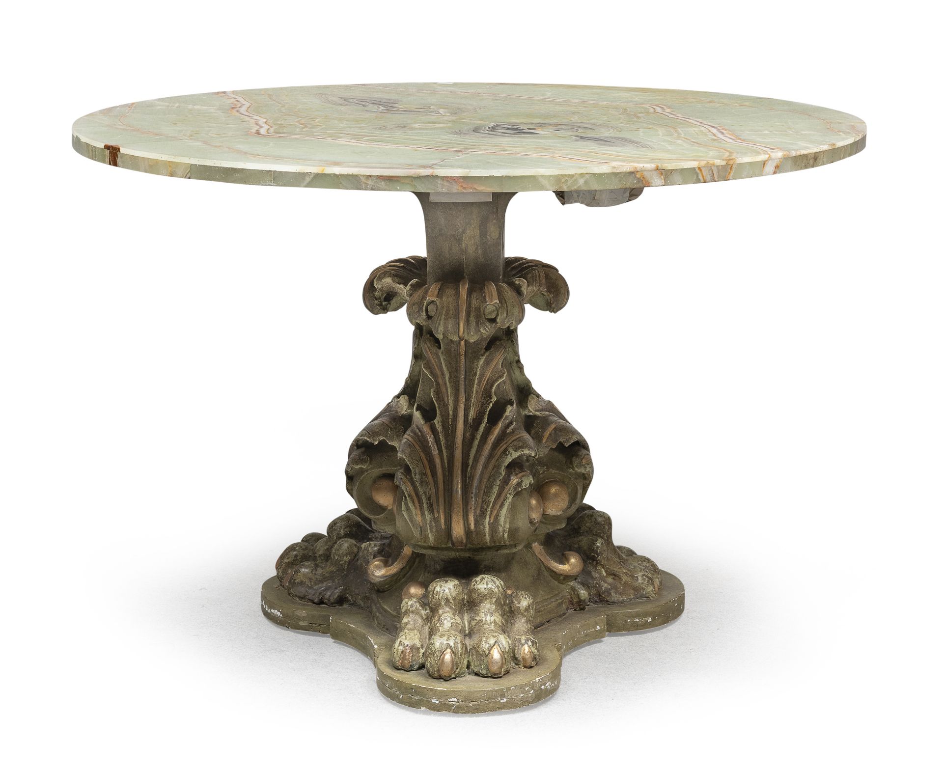 TABLE IN MARBLE AND LACQUERED WOOD ANTIQUE ELEMENTS