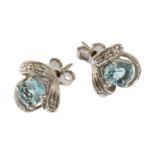WHITE GOLD EARRINGS WITH AQUAMARINES AND DIAMONDS