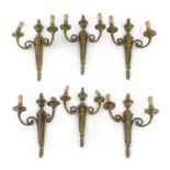 SIX BRONZE WALL LAMPS 19TH CENTURY