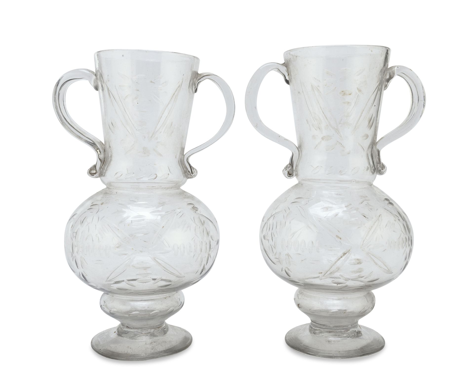 PAIR OF BLOWN GLASS JUGS EARLY 20TH CENTURY