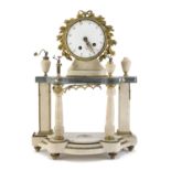FIREPLACE CLOCK IN WHITE MARBLE FRANCE EARLY 19th CENTURY