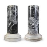 PAIR OF COLUMNS IN WHITE AND BLACK MARBLE OF AQUITANIA 18TH CENTURY