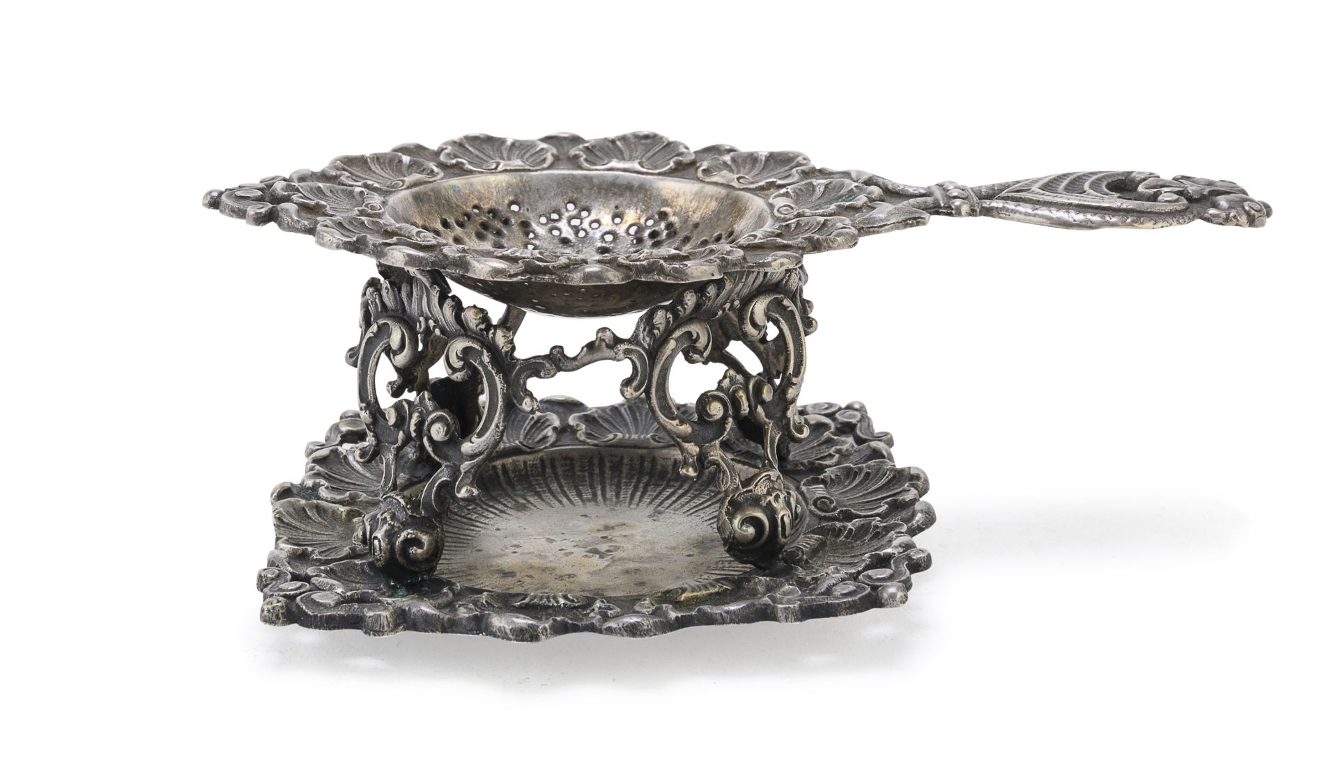 SILVER STRAINER AND SUPPORT GERMANY 1850 ca.