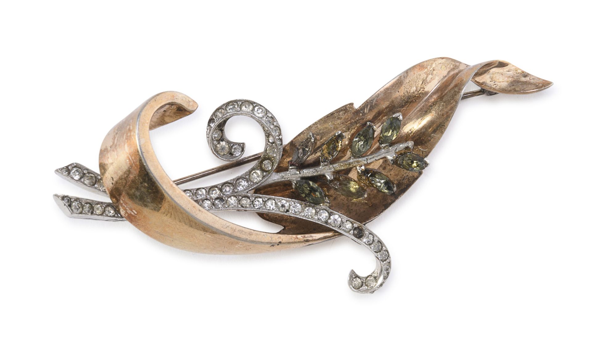 SILVER BROOCH WITH ZIRCONIA AND HARD STONES