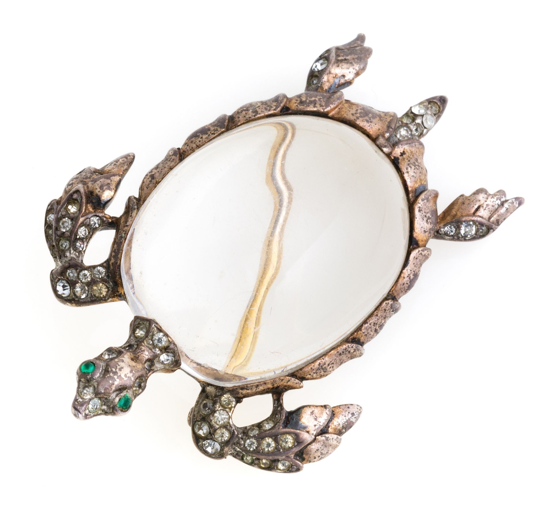 SILVER TRIFARI BROOCH WITH LUCITE ALFRED PHILIPPE