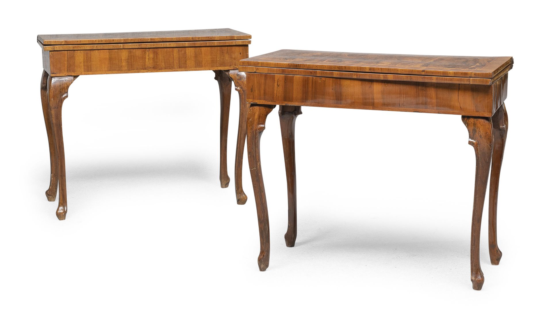 PAIR OF CHERRY GAMES TABLES PROBABLY EMILIA 18TH CENTURY