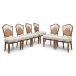 SIX WALNUT CHAIRS LOUIS XVI STYLE LATE 19TH CENTURY