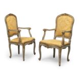 PAIR OF GREEN LACQUER ARMCHAIRS ROME 18th CENTURY