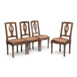 FOUR WALNUT CHAIRS PROBABLY EMILIA LATE 18TH CENTURY