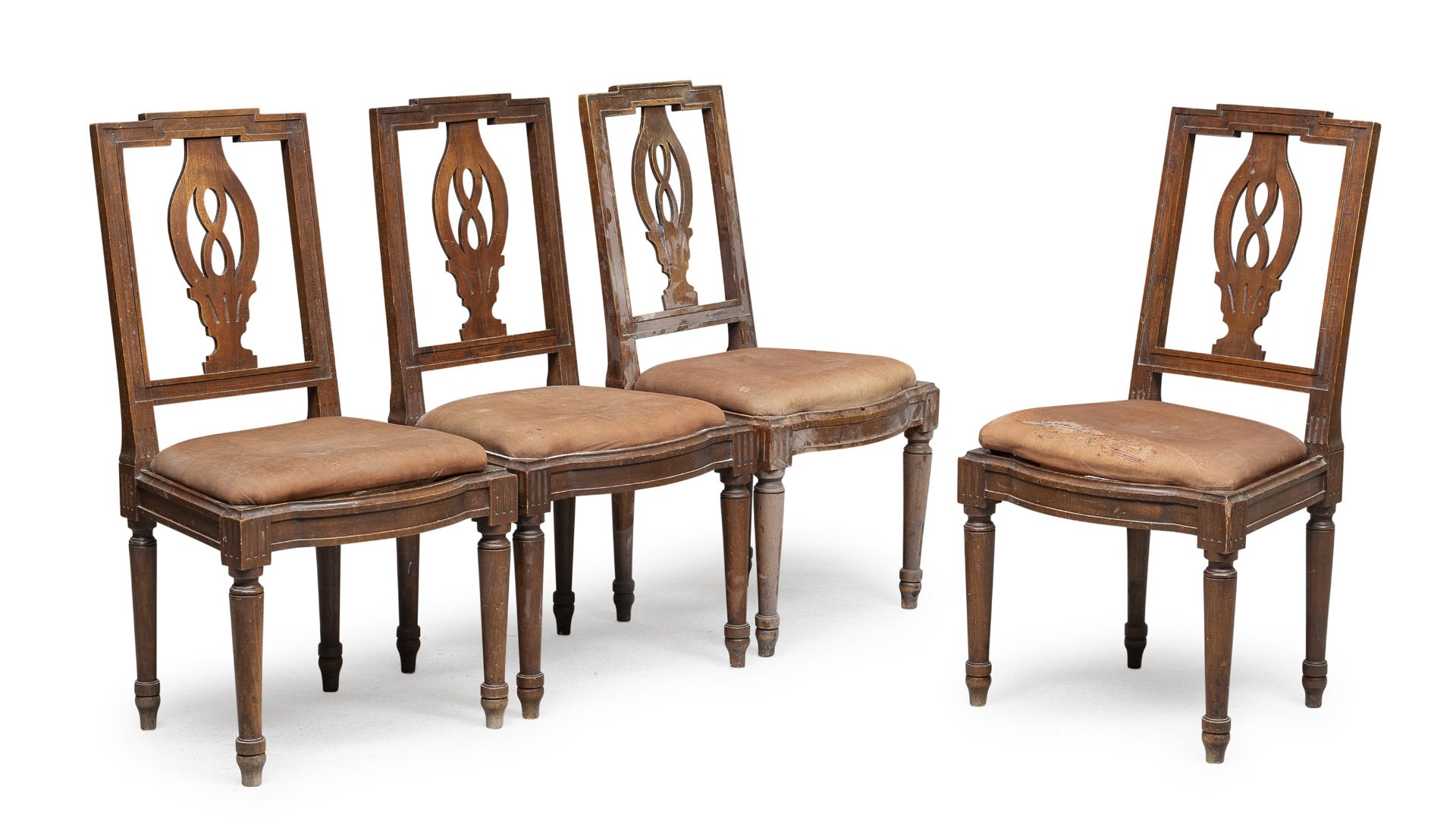 FOUR WALNUT CHAIRS PROBABLY EMILIA LATE 18TH CENTURY