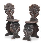 PAIR OF WALNUT CHAIRS CENTRAL ITALY 16TH CENTURY