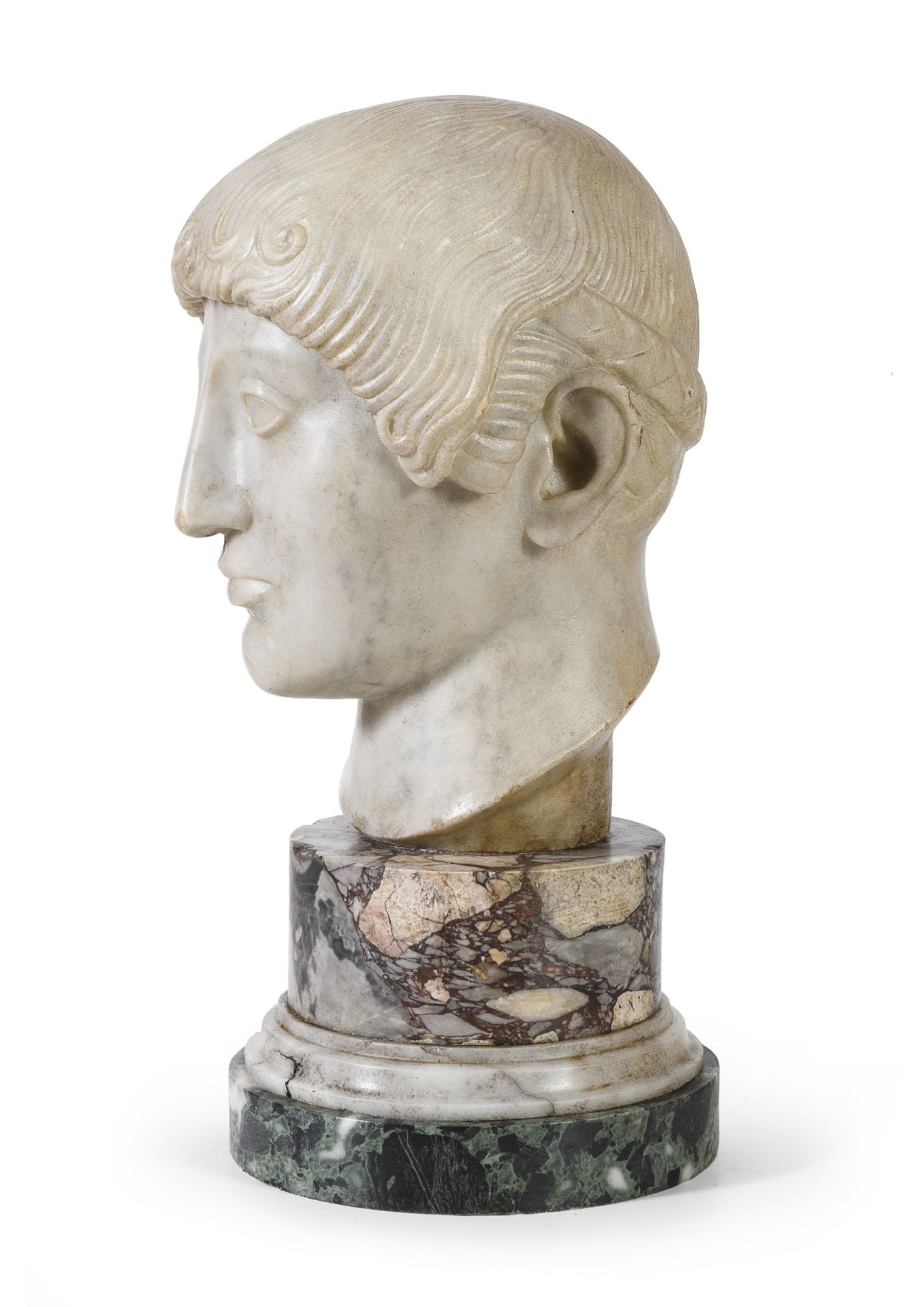 HEAD OF ADONES IN WHITE MARBLE EARLY 19TH CENTURY - Image 2 of 2