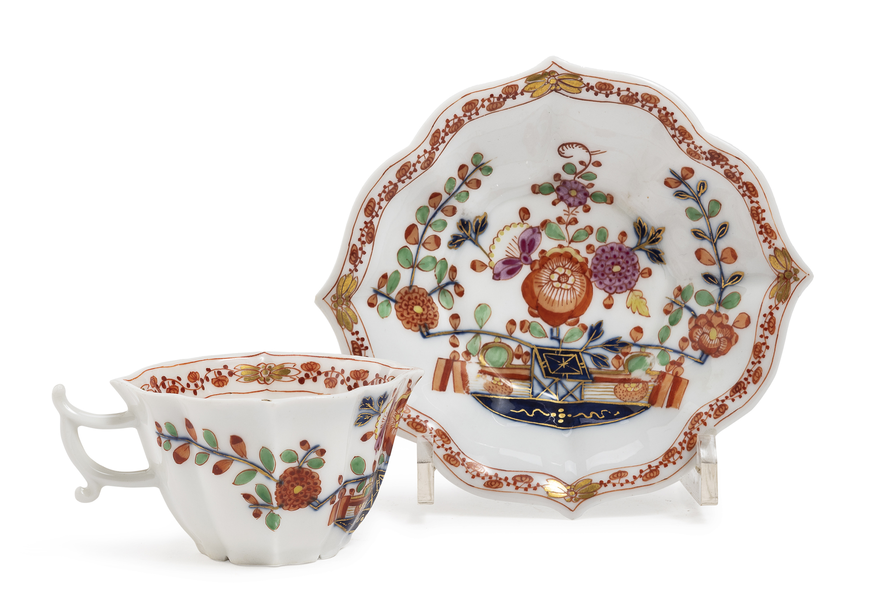 PORCELAIN CUP AND SAUCER MEISSEN 19TH CENTURY