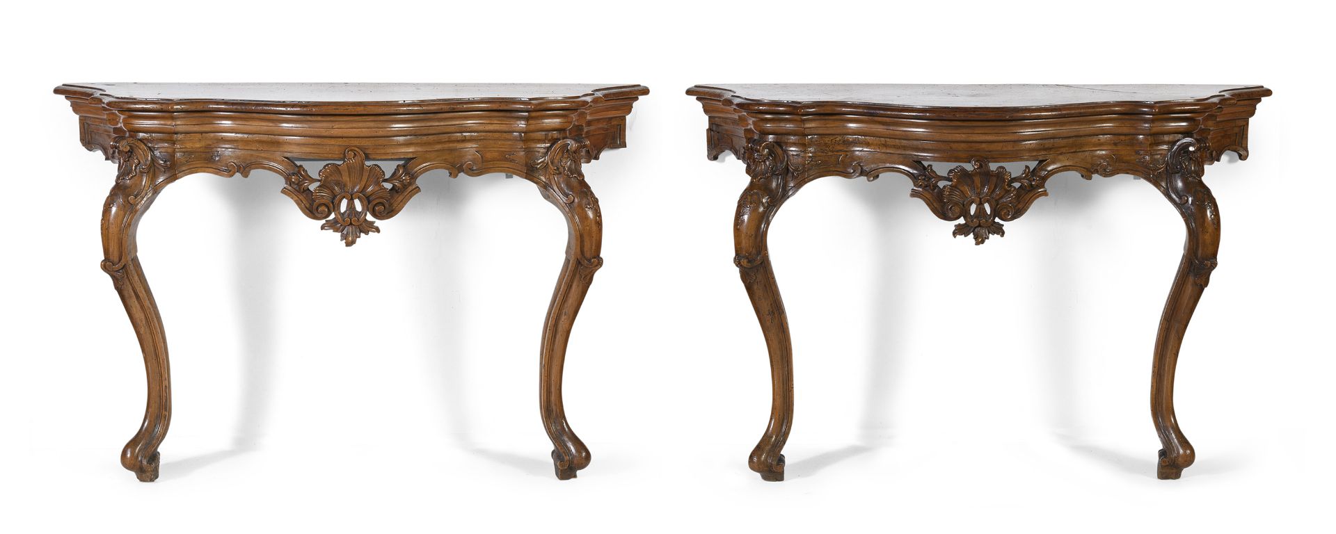 PAIR OF WALNUT CONSOLES VENICE 18th CENTURY