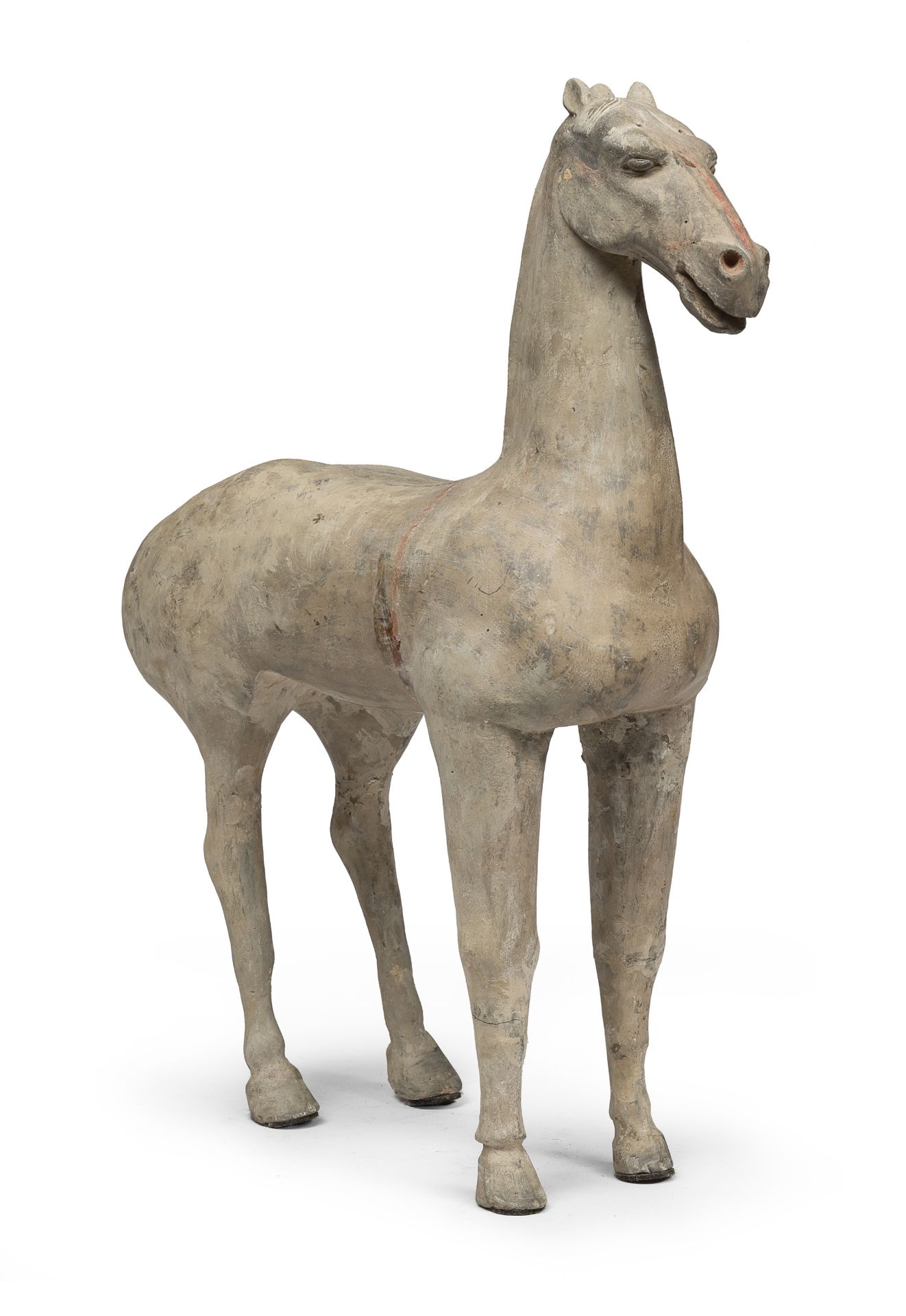 A POLYCHROME-PAINTED TERRACOTTA FIGURE OF HORSE CHINA HAN DYNASTY (202 B.C. - 220 A.C.)