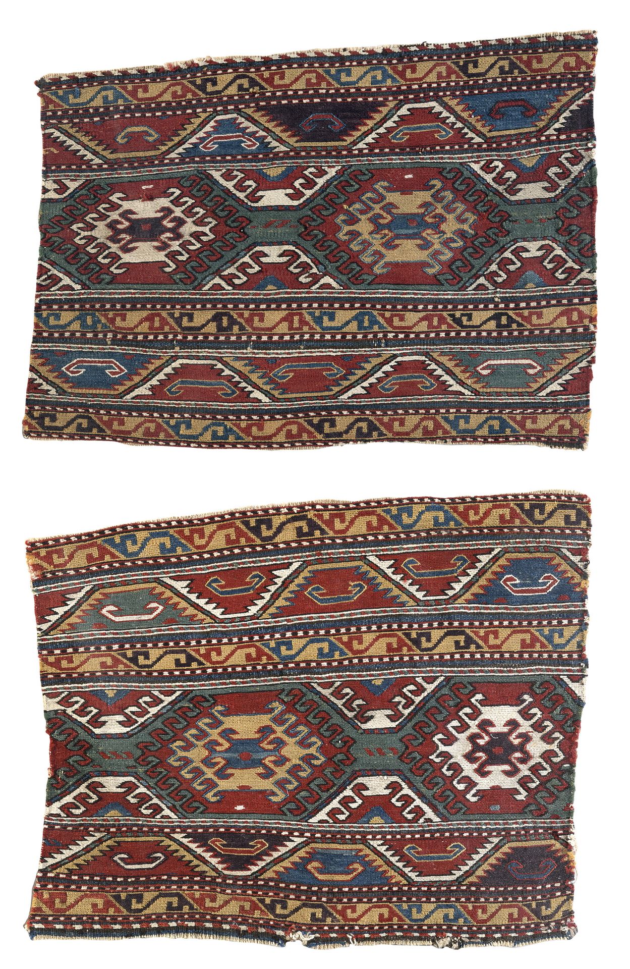 TWO FRAGMENTS OF MAFRASH SHAVASAN SOUMAK RUG. 19TH CENTURY.