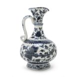 A LARGE BLUE AND WHITE PORCELAIN EWER CHINA 20TH CENTURY