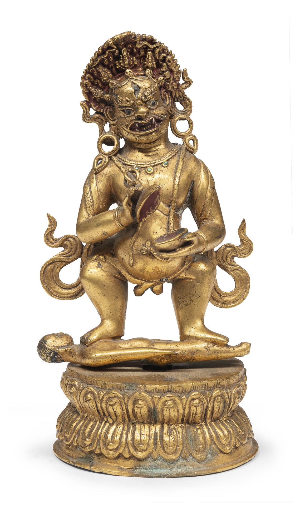 A GILT BRONZE OF MAHAKALA FIGURE TIBET 20TH CENTURY