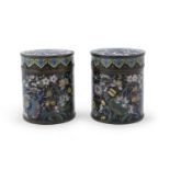 A PAIR OF CLOISONNÈ ENAMELED METAL BOXES JAPAN FIRST HALF 20TH CENTURY