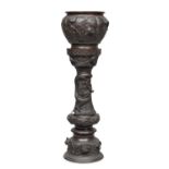 A BRONZE VASE WITH STAND JAPAN LATE 19TH-EARLY 20TH CENTURY