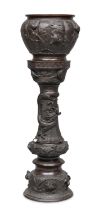 A BRONZE VASE WITH STAND JAPAN LATE 19TH-EARLY 20TH CENTURY