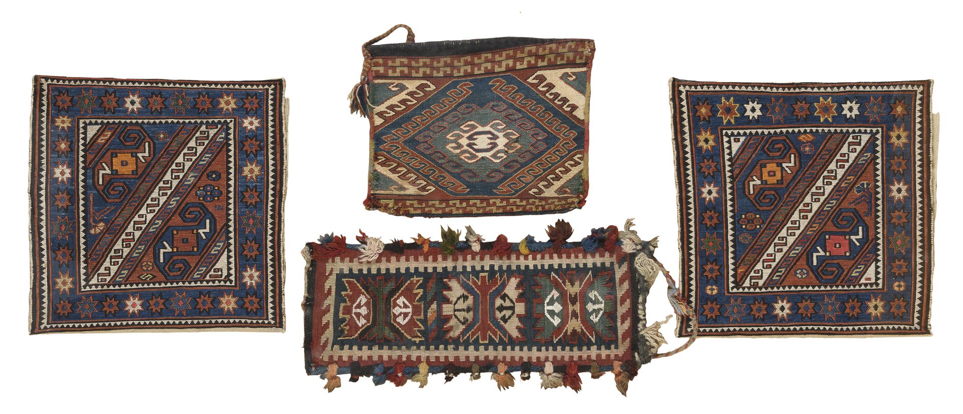 FOUR AZERBAIJAN CAMEL BAGS. 19TH CENTURY