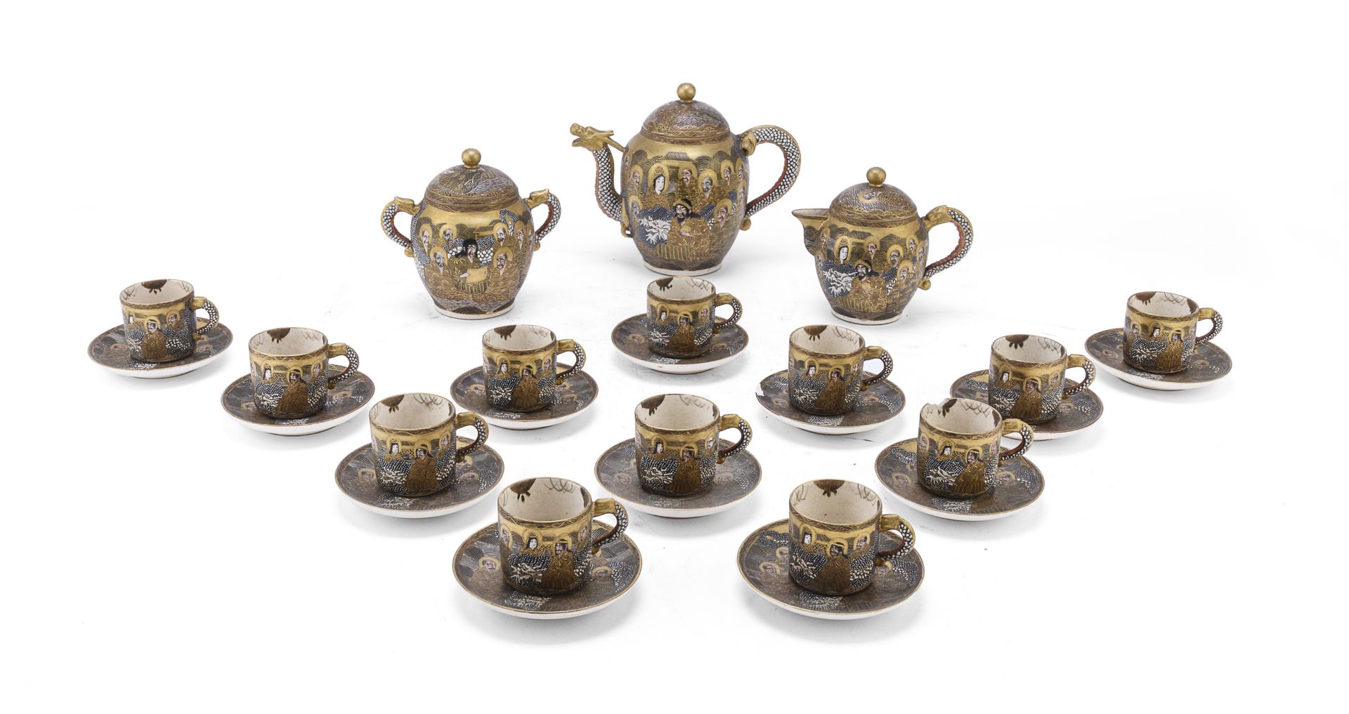 A SATSUMA TEA SET JAPAN EALRY 20TH CENTURY