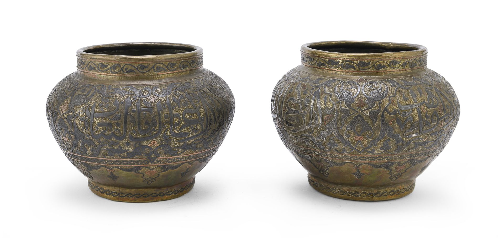 A PAIR OF METAL VASES PERSIA 20TH CENTURY