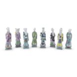 EIGHT POLYCHROME PORCELAIN FIGURES OF THE DAOIST IMMORTALS CHINA LATE 18TH, EARLY 19TH CENTURY