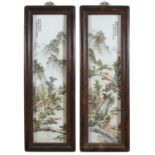 A PAIR OF POLYCHROME-PAINTED PORCELAIN TILES CHINA FIRST HALF 20TH CENTURY