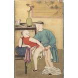 CHINESE SCHOOL END 19TH CENTURY. EROTIC SCENES. A PAIR OF MIXED MEDIA O PAPER