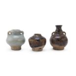 THREE SMALL GLAZED CERAMIC JARS CHINA 13TH-15TH CENTURY