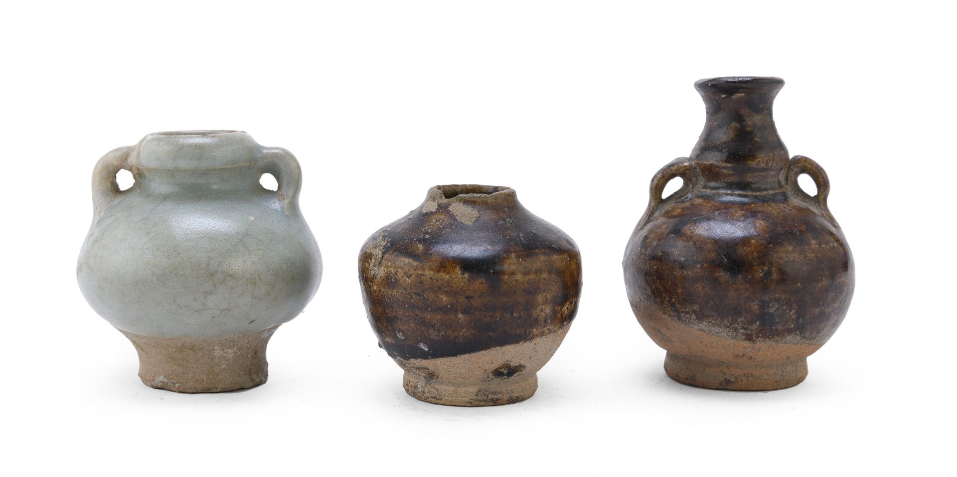 THREE SMALL GLAZED CERAMIC JARS CHINA 13TH-15TH CENTURY