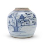 A BLUE AND WHITE PORCELAIN JAR CHINA 19TH CENTURY