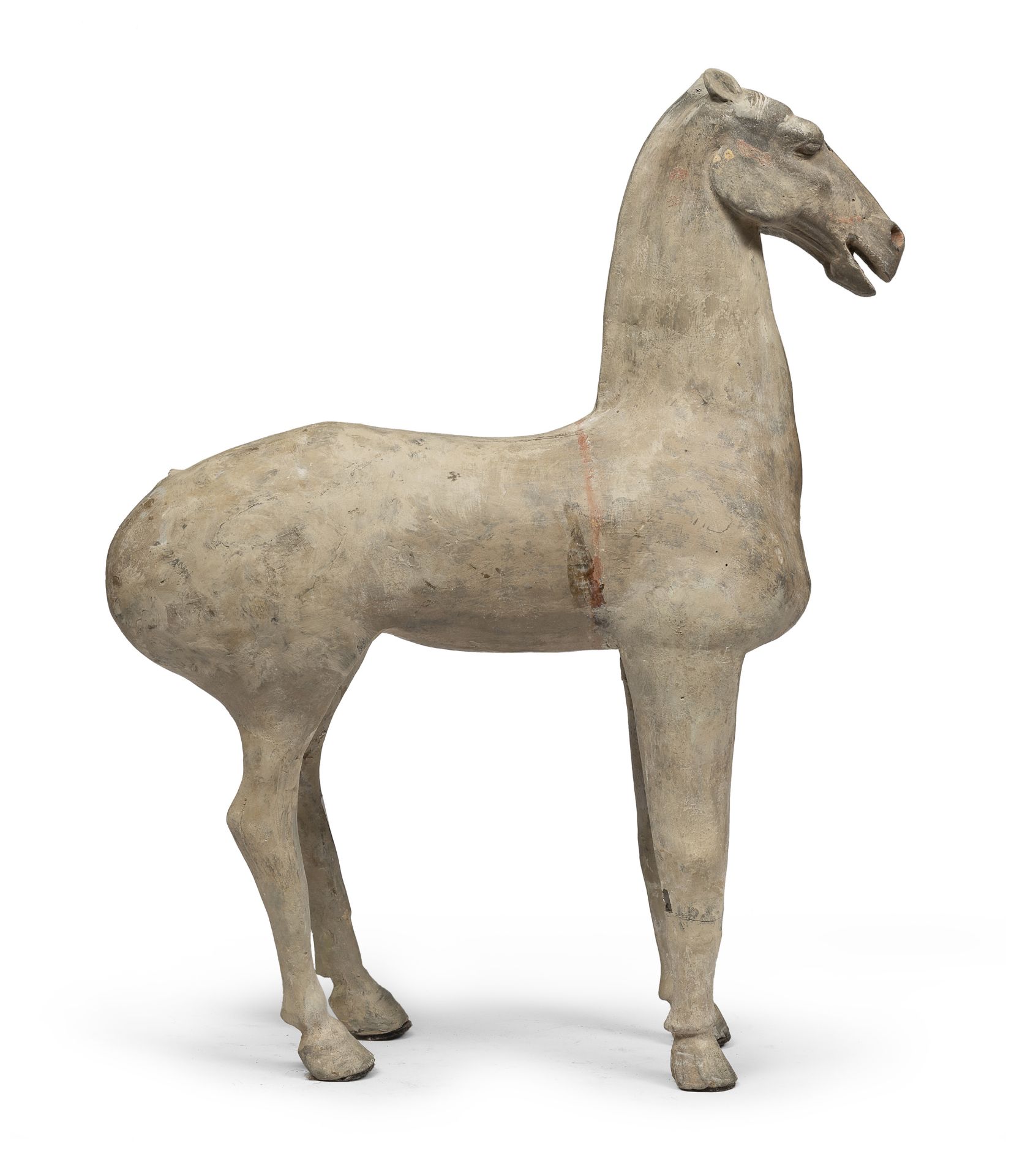 A POLYCHROME-PAINTED TERRACOTTA FIGURE OF HORSE CHINA HAN DYNASTY (202 B.C. - 220 A.C.) - Image 2 of 2