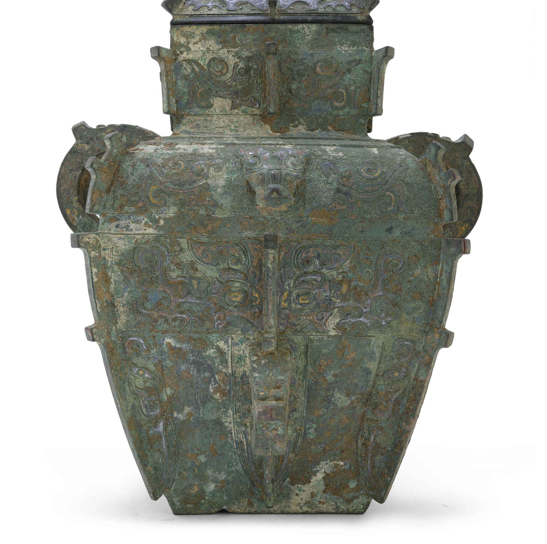 A VERY RARE AND IMPORTANT BRONZE RITUAL WINE VESSEL CHINA 13TH-14TH CENTURY - Image 5 of 7