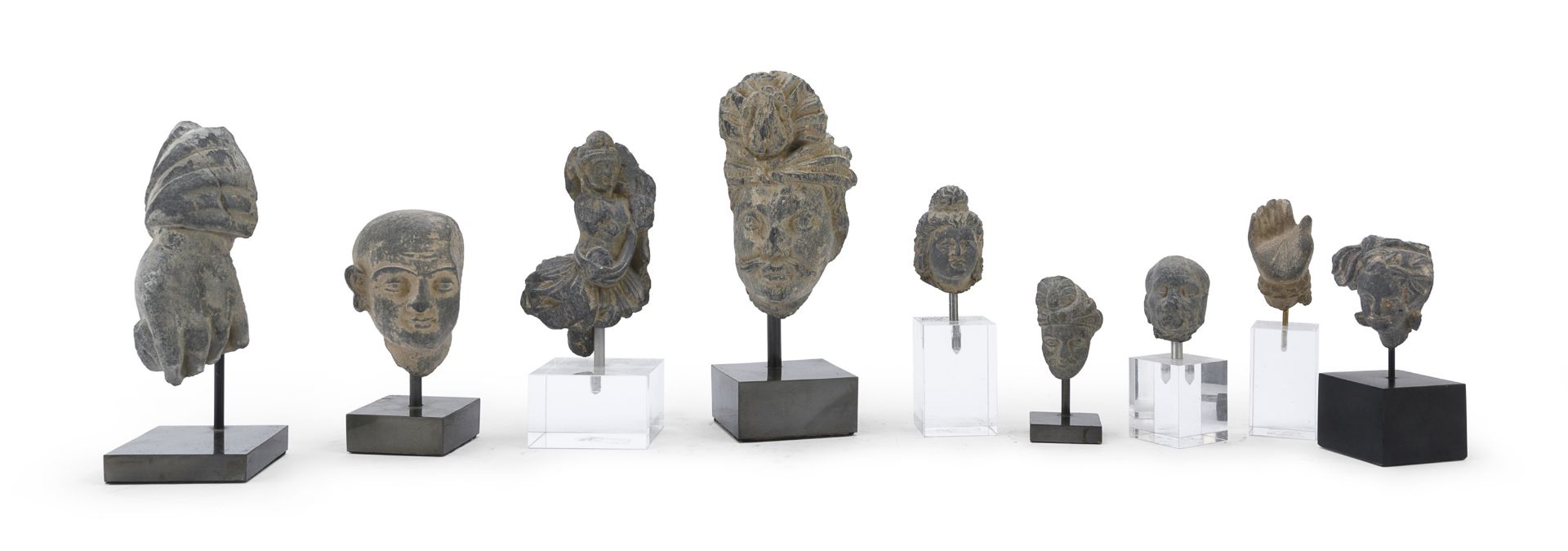 NINE SCHIST FRAGMENTS ART OF GANDHARA 3RD-4TH CENTURY AD