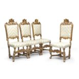 FOUR SANT'ANNA CHAIRS IN GILTWOOD NAPLES 18TH CENTURY