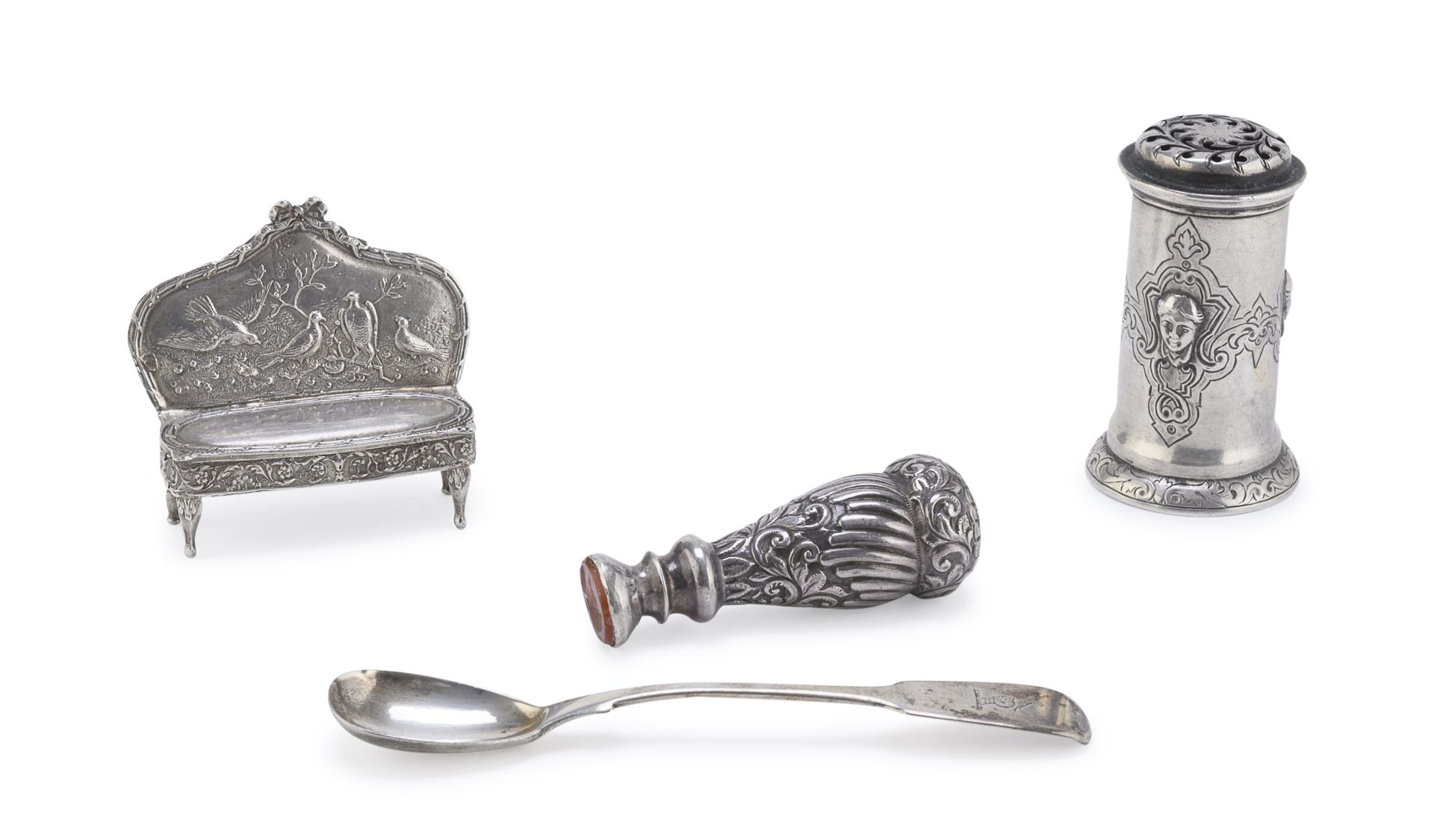 FOUR SMALL SILVER OBJECTS SOME LONDON 1838