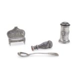 FOUR SMALL SILVER OBJECTS SOME LONDON 1838