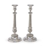 BEAUTIFUL PAIR OF SILVER CANDLESTICKS PONTIFICAL STATE 1815/1860