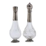 PAIR OF GLASS AND SILVER PERFUME BOTTLES 19th CENTURY