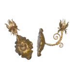 PAIR OF WOOD AND GILT IRON WALL LAMPS LATE 19th CENTURY