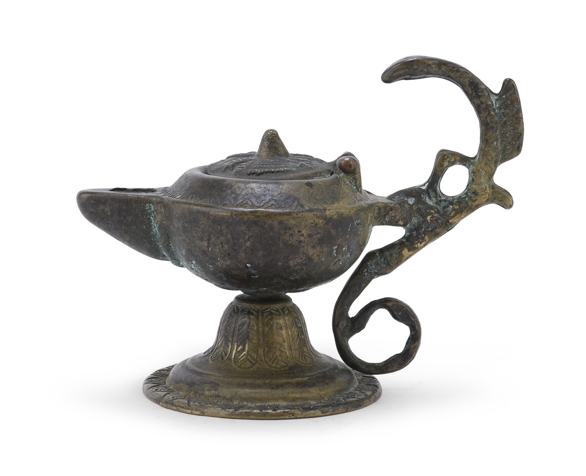 BRONZE OIL LAMP LATE 19TH CENTURY ARCHAEOLOGICAL STYLE