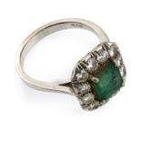 WHITE GOLD RING WITH DIAMONDS AND EMERALD