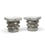BEAUTIFUL PAIR OF CAPITALS IN WHITE MARBLE LATE 18th CENTURY