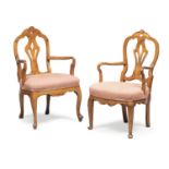 TWO CHERRY ARMCHAIRS PIEDMONT LATE 18th CENTURY