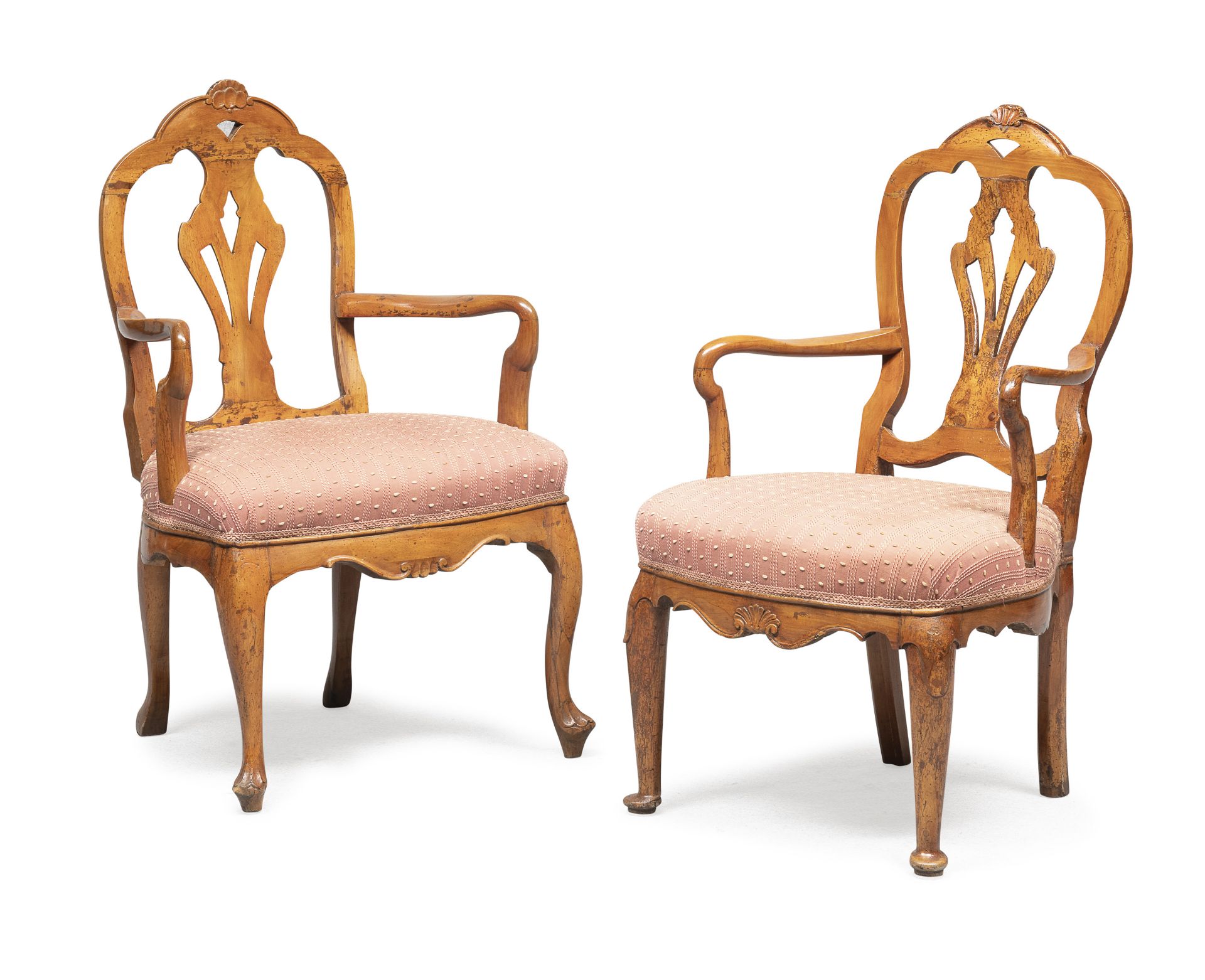 TWO CHERRY ARMCHAIRS PIEDMONT LATE 18th CENTURY