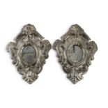 PAIR OF SMALL SILVER-PLATED MIRRORS 18th CENTURY