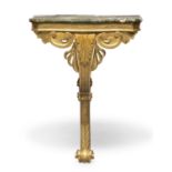 SINGLE LEG CONSOLE IN GILTWOOD ANTIQUE ELEMENTS